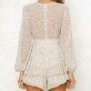 Women's Polka Dot Jumpsuits Deep V-Neck Long Sleeve