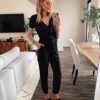 Summer Casual Deep V Neck Short Sleeve Wrap Drawstring