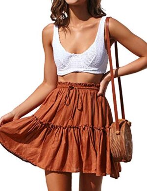 Women's Floral Flared Short Skirt Polka Dot