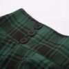 Women Plaid Skirt Vintage High Waist Pleated with Pockets