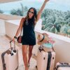 Neck Shorts Elastic Waist Solid Color Jumpsuit Rompers