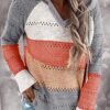 Lightweight Color Block Hooded Sweaters Knit Pullover