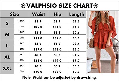 51AXcv0NZsL V Neck Beach Romper Ruffle Layered Drawstring Waisted Shorts