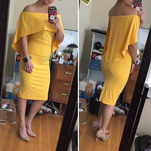 51D2NMtmtcL Women's Off Shoulder Fitted Club Midi Dress Size 2XL Yellow