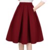 A-Line Pleated Vintage Skirts with Pockets for Women