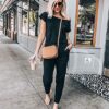 Solid Off Shoulder Elastic Waist Stretchy Long Romper Jumpsuit