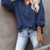 Plus Size Tops V Neck Hoodie Long Sleeve Shirt