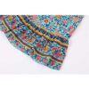 Women's Boho Floral Print Elastic High Waist Pleated A Line Midi Skirt