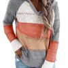 Lightweight Color Block Hooded Sweaters Knit Pullover