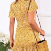 Summer Women Short Sleeve Print Dress V Neck Casual Short