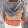 Lightweight Color Block Hooded Sweaters Knit Pullover