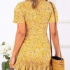 Summer Women Short Sleeve Print Dress V Neck Casual Short