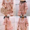 Summer Cotton Half Sleeve Ruffles V Neck Floral