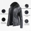 Faux Leather Jacket Women Motorcycle Coat for Biker