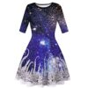 Women's Flare Dress Christmas Vintage Half Sleeve