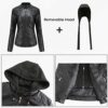 Faux Leather Jacket Women Motorcycle Coat for Biker