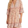 Summer Cotton Half Sleeve Ruffles V Neck Floral