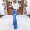 Vintage Flare Bell Bottom Raw Hem Denim Pants