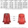 Women's Dress Floral Printed V-Neck Flare Long Sleeve