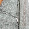 V Neck Long Sleeve Open Back Printed Mini Short Dress