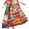 Striped Half Sleeve Pocket Loose Casual Dress