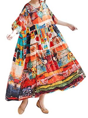 Striped Half Sleeve Pocket Loose Casual Dress