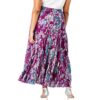London Women's Plus Size Flowing Crinkled Skirt Elastic Waist