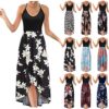 Sleeveless V-Neck Floral Summer Casual Long Skirt Dress