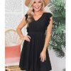 Women's Casual Summer V Neck Ruffle Sleeveless Stretchy