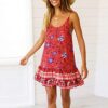 Womens Summer Beach Dress Spaghetti Strap