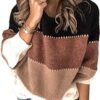 Sweaters Casual Long Sleeve Crewneck Color Block