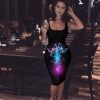 Teen Ladies Tight Costume - Printed Slim Fit Sleeveless Dress