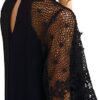 MakeMeChic Women's Casual Crewneck Half Sleeve Summer Chiffon Tunic Dress Black XL