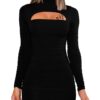 Women's Sexy Long Sleeve Cut Out Bodycon Dress
