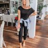 Solid Off Shoulder Elastic Waist Stretchy Long Romper Jumpsuit