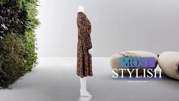 51t4V1Fhs2L.SL1500 Midi Leopard Dress Stylish Long Sleeves High Waist