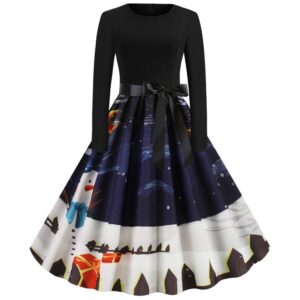 Women's A Line Dress Christmas Long Sleeve O-Neck