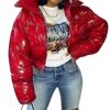 Women Long Sleeve Zipper Puffer Jacket