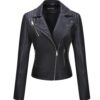Bellivera Women's Faux Leather Casual Short Jacket