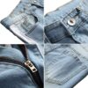 Slim Fit Stretch Ripped Denim Pants with Side Stripes & Zipper Ankle – Trendy Blue Skinny Jeans