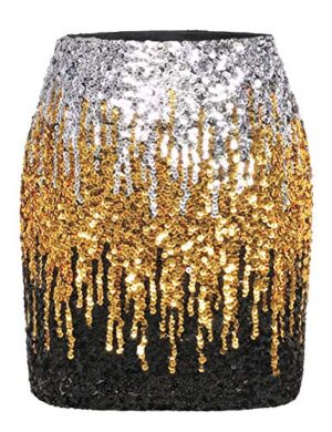 Women's Sequin Skirt Sparkle Stretchy Bodycon Mini Skirts