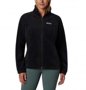 Columbia Women's Benton Springs Full Zip Fleece Jacket in black, designed for comfort and warmth with zippered pockets and soft fleece fabric. 