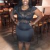 Sheer Mesh Long Sleeves Club Sequins Dress Plus Size