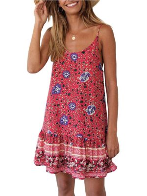 Womens Summer Beach Dress Spaghetti Strap