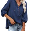 Plus Size Tops V Neck Hoodie Long Sleeve Shirt
