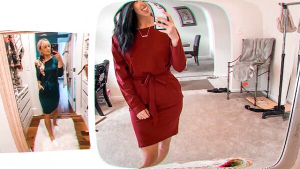 61q6s8A+UFL.SL1500 Long Sleeve Party Bodycon Sheath Belted Dress with Pockets Black