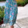 Women's Boho Floral Print Elastic High Waist Pleated A Line Midi Skirt