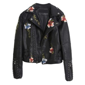 Ladies Faux Leather Jackets Casual Short Coat for Spring