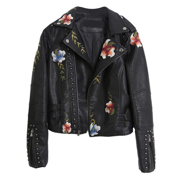 Ladies Faux Leather Jackets Casual Short Coat for Spring