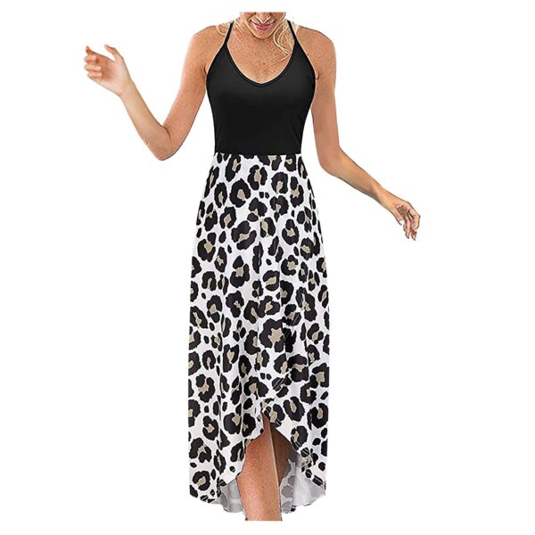 Sleeveless V-Neck Floral Summer Casual Long Skirt Dress